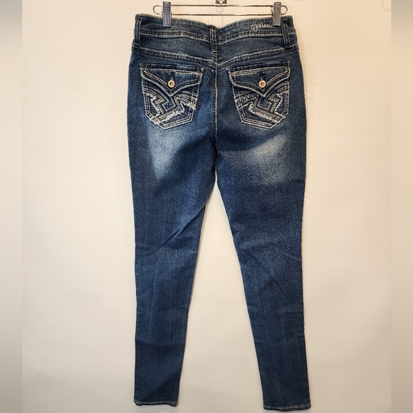 Hydraulic Distressed Skinny Jeans Blue Embellished Pockets Size 7 / 8 - Picture 7 of 11